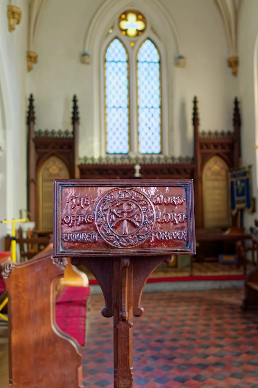 A view of the lectern in Escot church