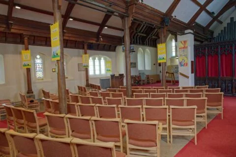 A view of the flexible seating in Newton Poppleford church