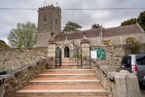 A view of the south entrance of the churchyard at Payhembury church