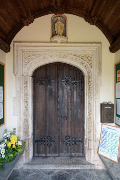 A view of the south porch at Payhembury church