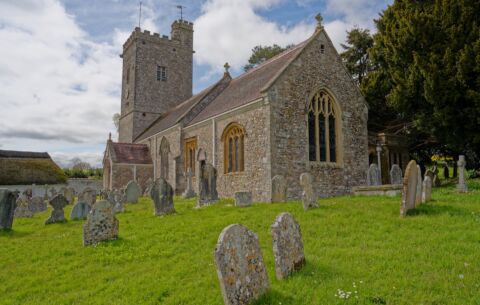 A view of the south and east sides of Payhembury church