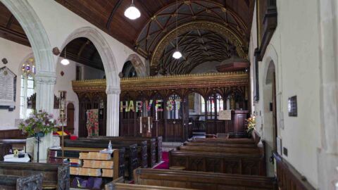 A photo of the nave in Payhembury church