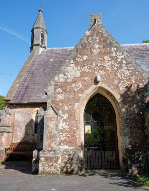 A view of the porch at West Hill church